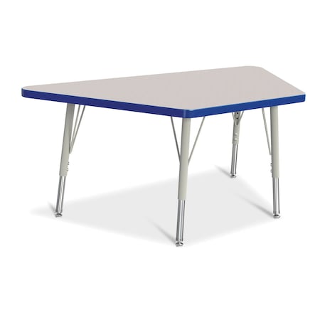 Jonti-Craft Berries Trapezoid Activity Tables, 24 in. x 48 in., E-height, Freckled Gray/Blue/Gray 6438JCE003